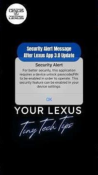 Are you getting a Passcode/PIN Message After Updating your Lexus App - Tiny Tech Tip