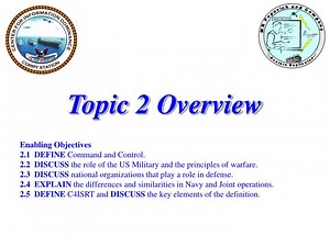 Topic 2 Overview Enabling Objectives 2.1 DEFINE Command and Control. - SlideServe