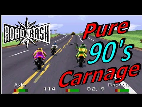 PS1 Motorcycle Combat At Its Finest - Road Rash - Big Game Mode