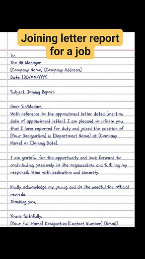 Letter writing idea part_75 #joiningletter #joiningreport | English Class