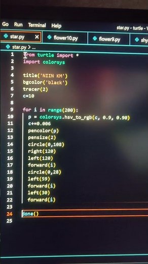 Python turtle module Amazing design in VS code #shorts #vscode