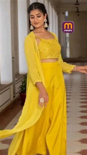 yellow dress haladi function use #shorts #short #meeshohaul #meesho #lehenga #dress