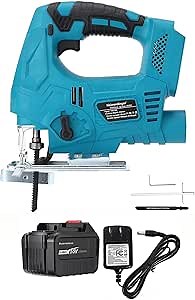 Brushless Cordless Jig Saw with 6.0Ah Battery and Charger Set,Variable Speed Electric JigSaw Tool