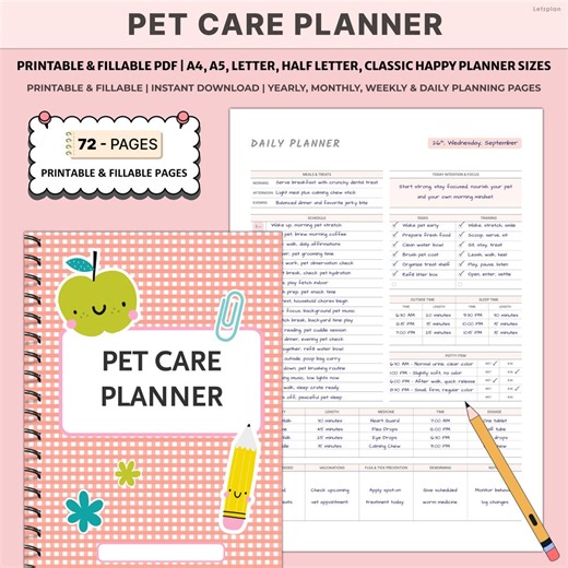 Printable Pet Care Planner | Vet Records Feeding Schedule | Health Medication Grooming Logs - Etsy