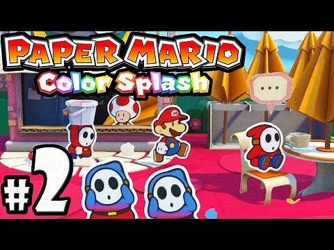 Paper Mario Color Splash - Wii U Gameplay Walkthrough PART 2 - Port Prisma & Ruddy Road: Paint Stars