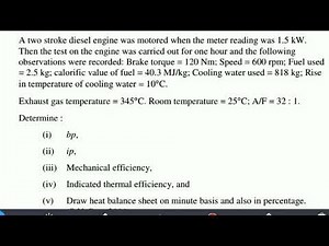 Numerical on Heat balance sheet