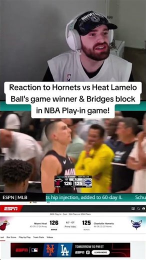 Reaction to Lamelo Ball's game winning shot and Myles Bridges block vs Miami Heat. #nba #nbaplayoffs