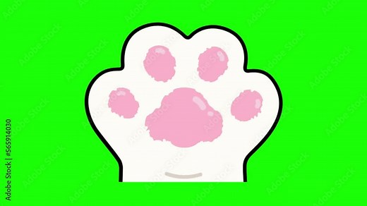 cute animated footage of cat paws, with green screen background. Stock Video