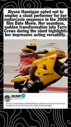 Alyson Hannigan opted not to employ a stunt performer for her motorcycle sequenc...