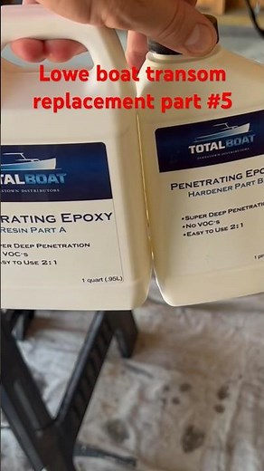Lowe boat transom replacement part #5 (epoxy), dry to touch 2 hrs. Will let cure 1 week. #loweboats