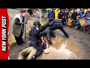 Muddy BRAWL Outside Portland ICE Facility as Police Wrestle Protesters