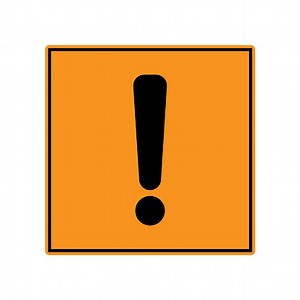 ICON. Exclamation point on yellow and black square sign. Vector.