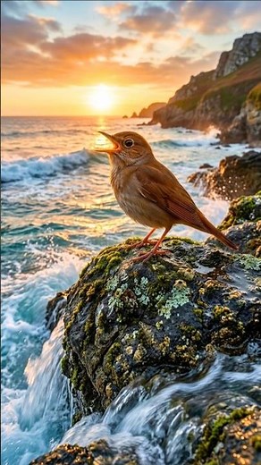 Nightingale Bird Sounds & Ocean Waves for Deep Sleep | Relaxing Nature White Noise #Shorts