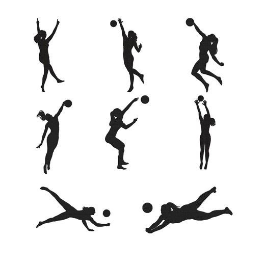 Volleyball Player Silhouette Embroidery Design Set, Sports Machine File, Game Embroidery, Instant Download - Etsy