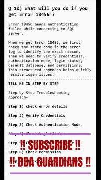 SQL Server Error 18456 😱 | Login Failed Fix in 60 Sec | DBA Interview Question - 10 |
