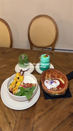 Sunday brunch, but make it a party 🎶🥞 Velora Cafe, a Persian-inspired café and bakery, now hosts Sunday brunch parties with a live DJ and a delicious brunch menu to match. Good food, good vibes, and the perfect way to end the weekend. And whatever you do, don’t leave without trying one of their tres leches cakes. . #montrealbrunch #persianfood #montrealtiktok #montrealcafe #brunch