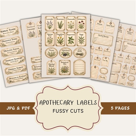 Vintage Apothecary Labels, Fussy Cuts, Herbal Ephemera, Junk Journal Supplies (digital Download) - Etsy