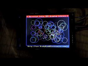 JH8SST/7 Arduino Mega-controlled 3.2 inch 16 bit parelell LCD module displaying the UTFT Demo