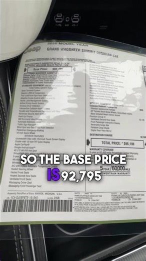 2026 Jeep Grand Wagoneer Summit Obsidian Window Sticker