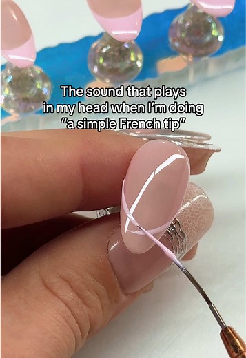 Getting a full set of French tips to look perfect is actually one of the hardest designs 😭 let me do a mismatched set plsssssss #frenchtips #nailart #frenchnails #pinkfrenchnails #nailedbyalexia