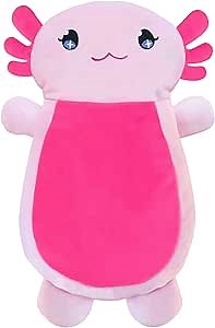 Microwave Heating Pad for Pain Relief, 13" x 10" Microwavable Heating Pads for Cramps, Back Pain, Neck Shoulder, Muscles, Knee, Joints, Natural Heat Pack Moist Heat, Pink Axolotl