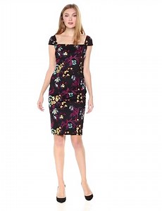 Watch Nicole Miller New York Women's Embroidered Sheath Dress, Black/red/Yellow, 4 on Amazon Live