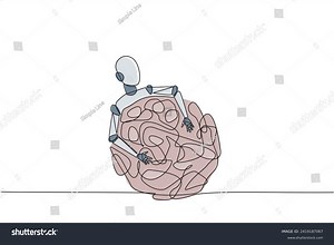 Single One Line Drawing Robot Hugging Stock Vector (Royalty Free) 2419187067 | Shutterstock