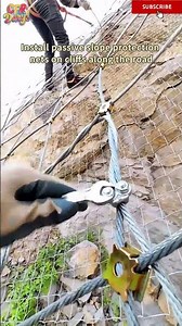 Install passive slope protection nets on cliffs along the road