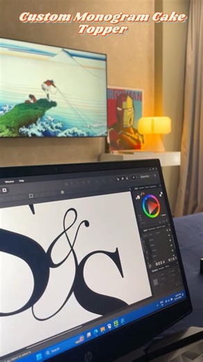 3D Printed monogram Cake topper