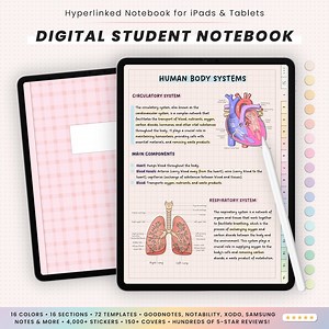 Digitales Schüler-Notizbuch für iPad Notizen | Notizen zum Lernen, Sticker & Cover | Goodnotes Digitaler Download - Etsy.de