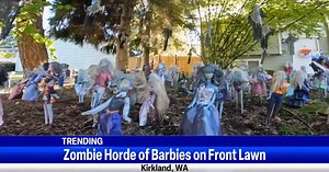 Trending: Zombie Barbie yard display in Kirkland