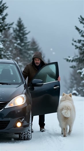 Samoyed Leads Driver to Save a Puppy in SNOWY MOUNTAIN RESCUE.