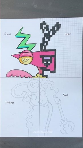 Drawing Zooble in 4 different styles [ Prt 2 ] #theamazingdigitalcircus #zooble #jax #shorts