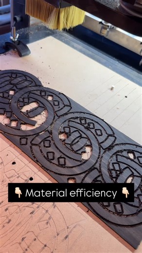 Zach Lefebvre on Instagram: "This is what material efficiency looks like. Since getting more into my CNC machine I’ve used much less ebony. Normally I’d get 3, maybe 4 rosettes out of this sheet of ebony, but now… 7 plus a bunch of extra small pieces (and yes I went WAY overboard on the extra small pieces). Fingerboards are the same way. Before the CNC every now and then I would need to use up a fretboard blank to make fingerboard binding (offcuts often weren’t enough for binding). #efficiency #