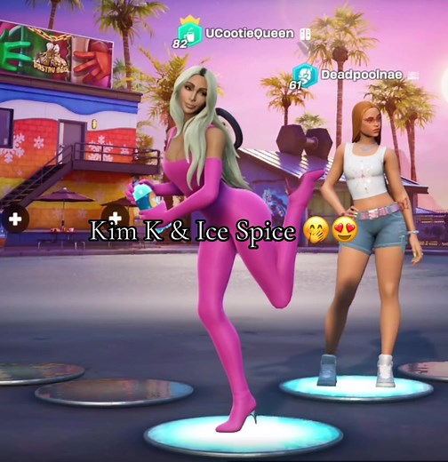 Kim Kardashian and Ice Spice in Fortnite Gameplay