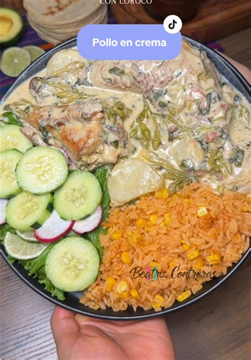 Pollo en crema con loroco🤤🇬🇹 Una de mis comidas favoritas🥰 Esta receta está hecha 100% a mi estilo. #polloencrema #ideasdecomida #pollocremoso #recetasvirales #dinnerideas