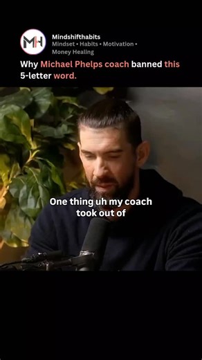 Mindset • Habits • Motivation • Money Healing on Instagram: "The common word that kills success before it starts. The difference between an elite performer and an average individual is often found in the vocabulary they use to describe their reality. When Michael Phelps discusses removing the word can't from his life, he is not just talking about positivity; he is talking about a New Mindset rooted in neurological programming. Science supports this level of linguistic discipline. A study publish