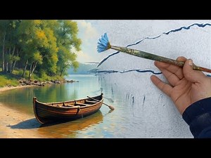 Acrylic Boat and Lake Tutorial for Beginners Step by Step