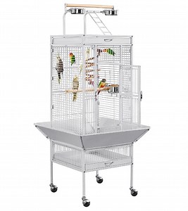 [Hot Item] 61-Inch Wrought Iron Play Top Large Cockatiel White Parrot Cage
