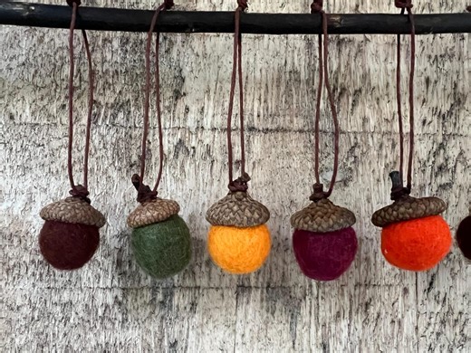 Organic Felted Wool Acorns With Natural Acorn Caps. Set of 10. - Etsy