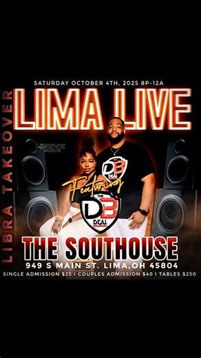 🔥 Get ready, Lima!! The hottest band in the state is coming your way for “Lima Live” The Libra takeover We’re thrilled to be a part of the inaugural edition featuring Lima’s Own Sonny Campbell! Join us as we bring the party and unleash our signature sound in this vibrant city. Expect a night filled with energy, unforgettable music, and the chance to meet some incredible new friends! We can’t wait to see your faces and party together! Let’s make this night legendary! #TheDealBreakers #RoadTrip #
