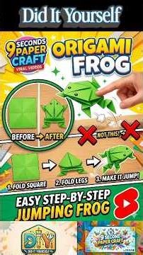 BIY BUILT IT YOURSELF |. HOW TO MAKE ORIGAMI FROG STEP BY STEP | COOL ORIGAMI JUMPING FROG |#Biy