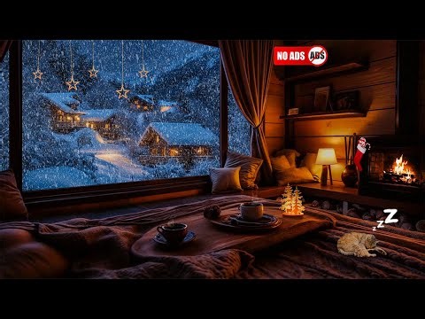 Fireplace Sounds And Wind Howling In A Warm Cabin - Winter Wind Sounds For Relaxation Or Deep Sleep