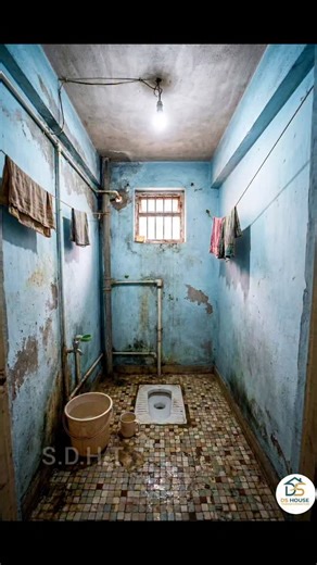 Ds house transformation on Instagram: "See the magic! ✨ From grime to shine, watch how we reimagined this standard Indian bathroom into a sleek, modern oasis. 🚿💙 We kept the soul but upgraded the style—fresh cement, stunning blue geometric tiles, a chic ceiling light, and a brand new shower setup. It’s the ultimate glow-up! 🛠️💫 All concept images were generated using AI. 🤖 Editing, color grading, and voiceover by yours truly: @dshousetranformation 🎙️🎬 What do you think of this transformat