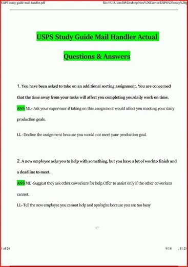 USPS Study Guide Mail Handler Questions and Answers Latest Verified Answers by Expert1339 new video
