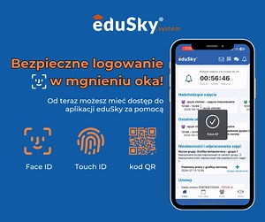 🔵Bezpieczne logowanie do eduSky w mgnieniu oka! Dbając o to, aby proces logowania do Platformy eduSky był szybki i wygodny, a przy tym jeszcze bardziej bezpieczny wprowadziliśmy 👉 dwie nowe funkcje logowania, które obecnie wykorzystywane są m.in. w aplikacja bankowych czy mObywatelu!🔐 ✅Uwierzytelnianie biometrycznego w aplikacji mobilnej eduSky ✅Logowanie przy pomocy kodu QR 𝐋𝐨𝐠𝐨𝐰𝐚𝐧𝐢𝐞 𝐛𝐢𝐨𝐦𝐞𝐭𝐫𝐲𝐜𝐳𝐧𝐞 to nowoczesna technologia (a my ją bardzo lubimy 😎) która umożliwia użytko