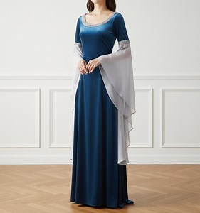 Dark Blue Velvet Elf Dress – Medieval Renaissance Gown, LARP Costume - Etsy Canada