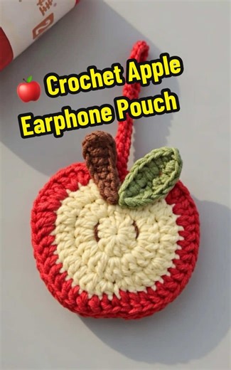 Step-by-Step Crochet Apple Earphone Pouch Tutorial