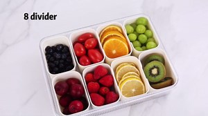 Patent Design Ribbed Snackle Box Container Snack Container Divided Serving Tray with Lid and Handle, 8 Divider Portable Snacklebox for Travel Beach for Charcuterie Veggie Fruit 2 Pack
