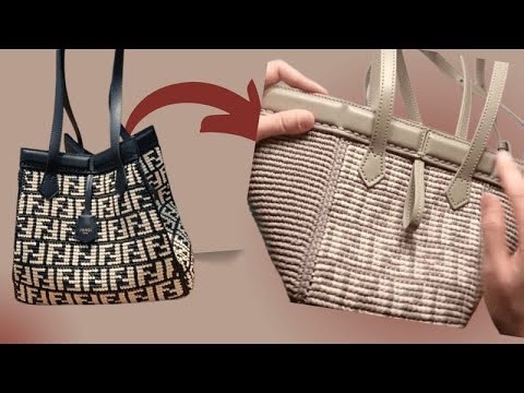 Crochet Fendi Bag Tutorial | Elegant Raffia Handbag With Leather Opening & F Letters Detail